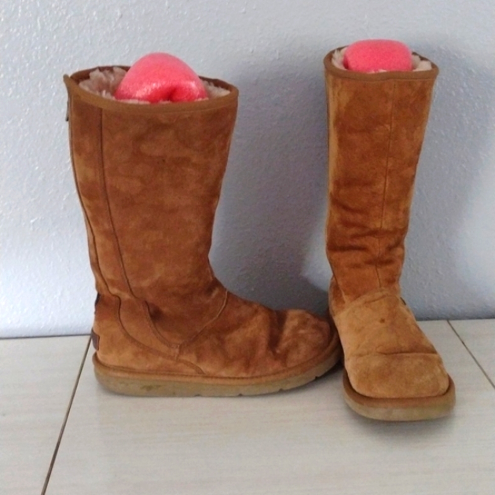 Ugg Sued Chestnut Zipper Tall Boots